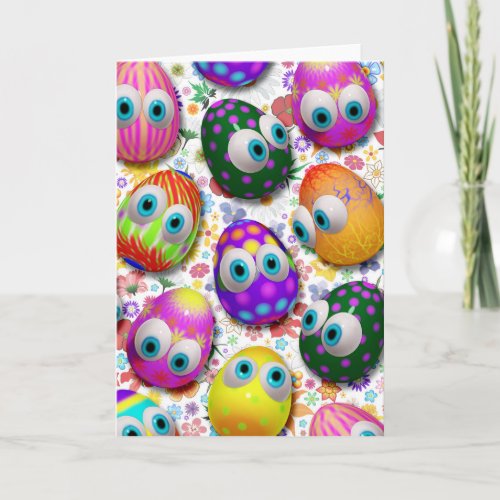 Cute Easter Eggs Cartoon Greeting_Cards Holiday Card