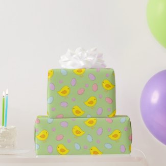 Cute Easter Eggs Chicks Spring Pattern Green