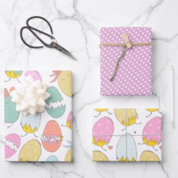 Cute Easter Eggs, Easter Chicks and Pink Polkadots
