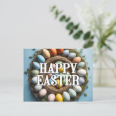 Cute Easter Eggs & Floral Collage Postcard (Standing Front)
