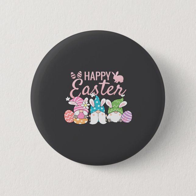 Cute Easter Eggs Friends Happy Easter Button (Front)