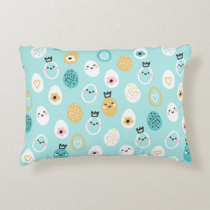 Cute Easter Eggs Pattern Kawaii Pastel Eggs  Accent Pillow
