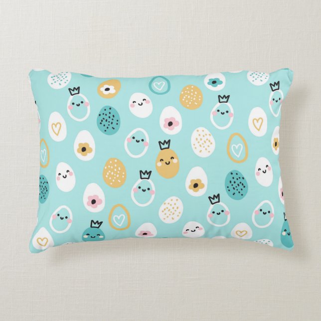 Cute Easter Eggs Pattern Kawaii Pastel Eggs  Accent Pillow (Front)