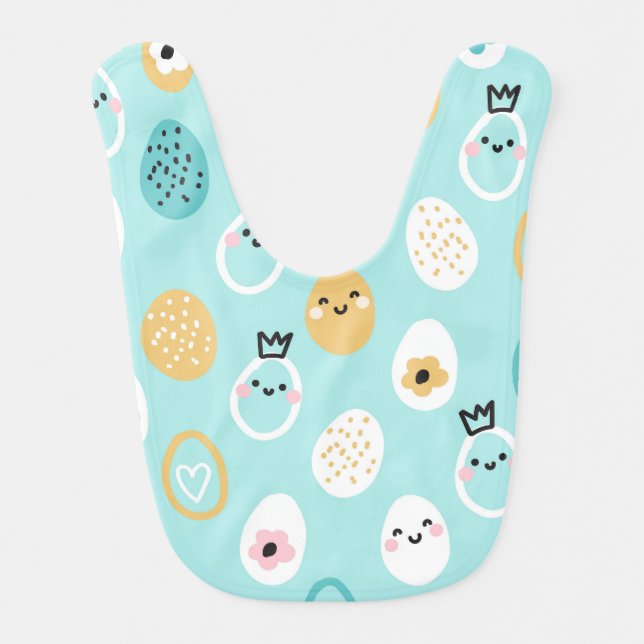 Cute Easter Eggs Pattern Kawaii Pastel Eggs  Baby Bib (Front)