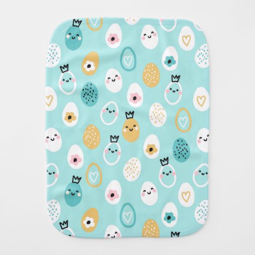Cute Easter Eggs Pattern Kawaii Pastel Eggs  Baby Burp Cloth