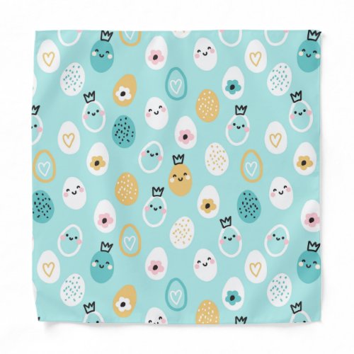 Cute Easter Eggs Pattern Kawaii Pastel Eggs  Bandana