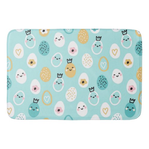 Cute Easter Eggs Pattern Kawaii Pastel Eggs  Bath Mat