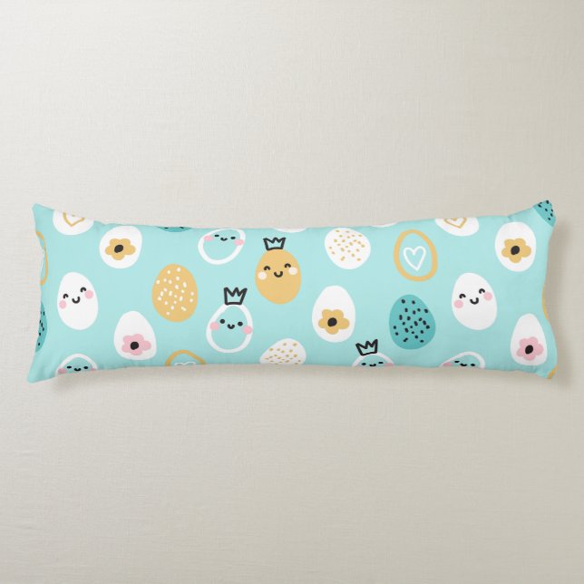 Cute Easter Eggs Pattern Kawaii Pastel Eggs  Body Pillow (Front)