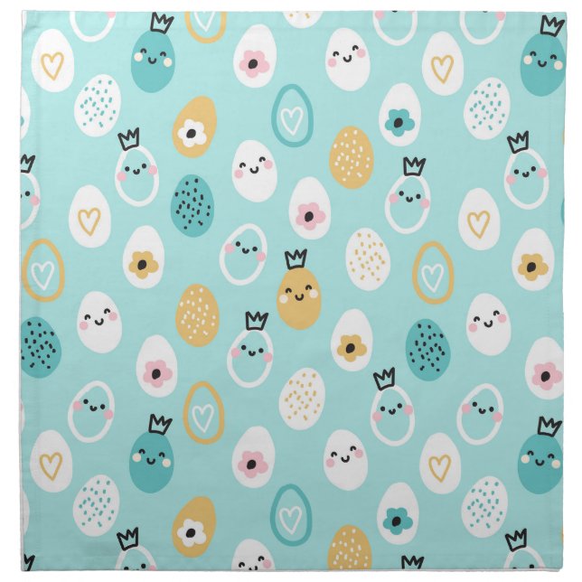 Cute Easter Eggs Pattern Kawaii Pastel Eggs  Cloth Napkin (Front)