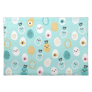 Cute Easter Eggs Pattern Kawaii Pastel Eggs Cloth Placemat