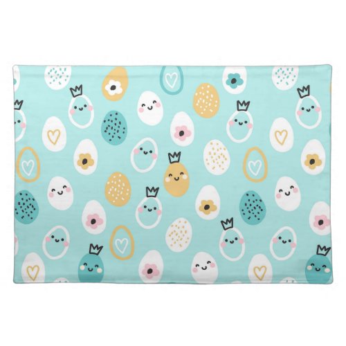 Cute Easter Eggs Pattern Kawaii Pastel Eggs  Cloth Placemat