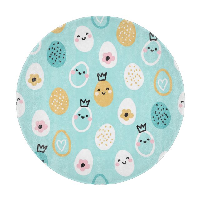 Cute Easter Eggs Pattern Kawaii Pastel Eggs  Cutting Board (Front)