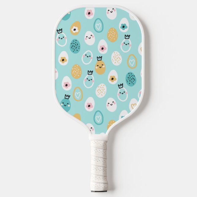 Cute Easter Eggs Pattern Kawaii Pastel Eggs  Pickleball Paddle (Front)