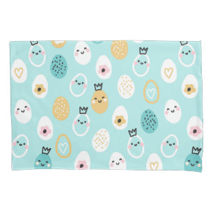 Cute Easter Eggs Pattern Kawaii Pastel Eggs Pillow Case