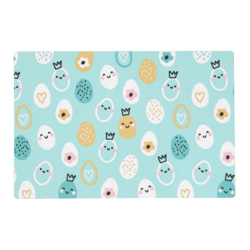 Cute Easter Eggs Pattern Kawaii Pastel Eggs  Placemat