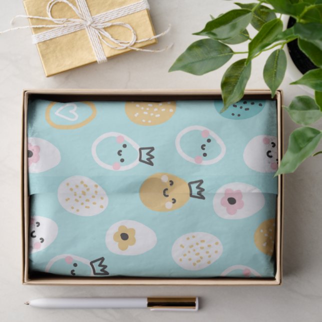 Cute Easter Eggs Pattern Kawaii Pastel Eggs  Tissue Paper (Gift)