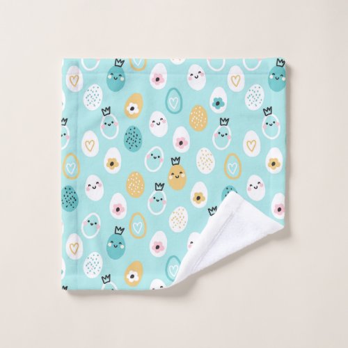 Cute Easter Eggs Pattern Kawaii Pastel Eggs  Wash Cloth