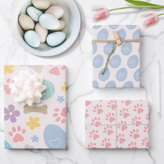 Cute Easter eggs Paw prints Pastel colors Pattern