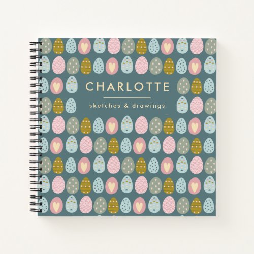 Cute Easter Eggs Teal Pink Personalized Sketchbook Notebook