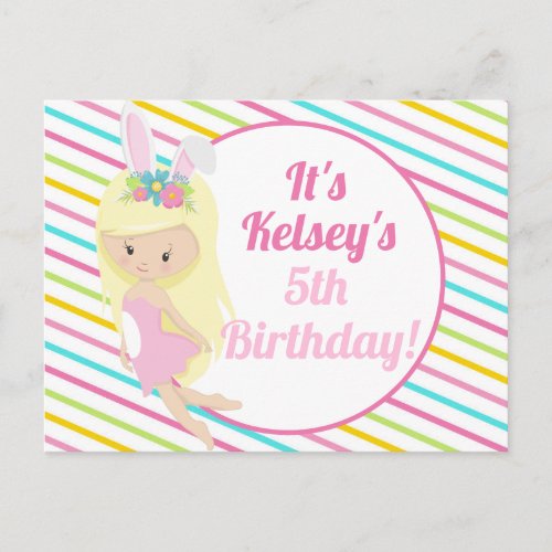 Cute Easter Fairy Blonde Birthday Party Invitation Postcard