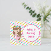 Cute Easter Fairy Girl Birthday Party Invitation Postcard (Standing Front)