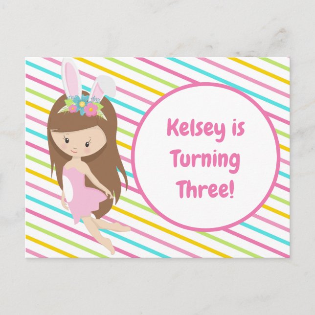 Cute Easter Fairy Girl Birthday Party Invitation Postcard (Front)