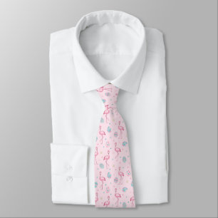 Cute Easter Flamingo and Painted Eggs Pattern Neck Tie
