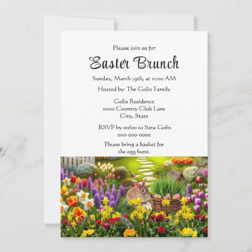  Cute Easter Floral Holiday Brunch  Invitation