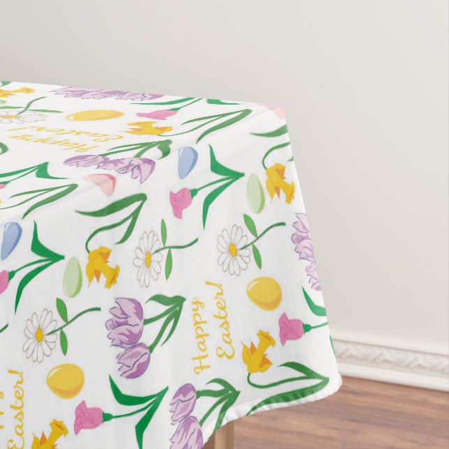 Cute Easter Floral pattern Holiday tablecloth (In Situ)