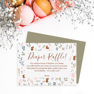 Cute Easter floral rabbit baby diaper raffle Enclosure Card