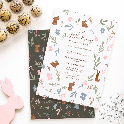 Cute Easter floral rabbit little bunny baby shower Invitation