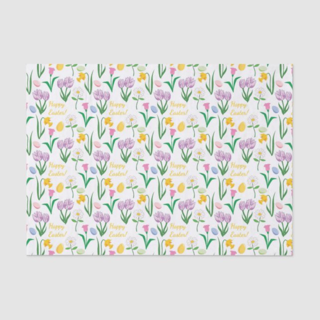 Cute Easter flower and eggs pattern party tissue Tissue Paper (Front)
