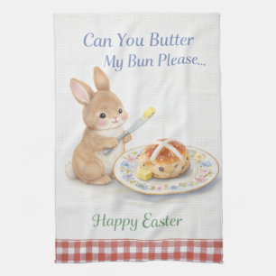 Cute Easter Gift Bunny Tea Towel Hot Cross Bun