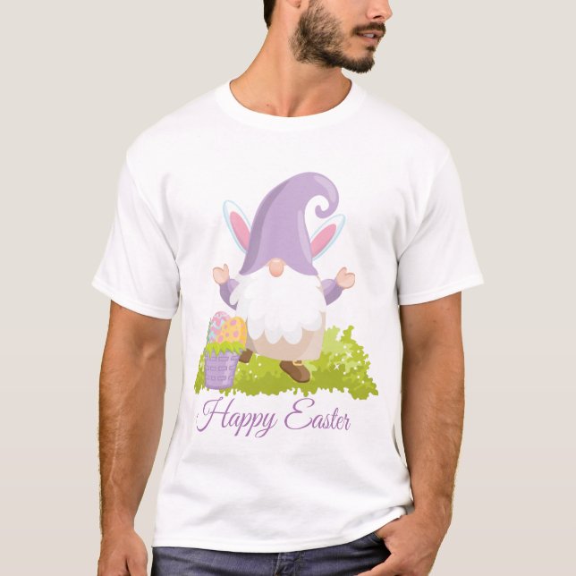 Cute Easter gnome and eggs Holiday T-Shirt (Front)