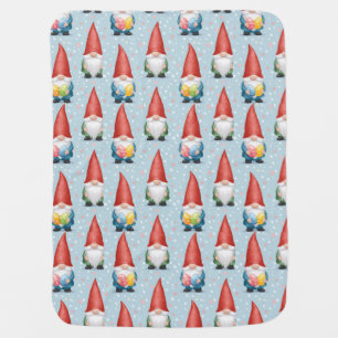 Cute Easter Gnome Baby Pastel Blue Spring  Blanket
