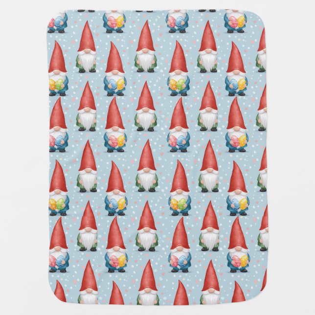 Cute Easter Gnome Baby Pastel Blue Spring  Blanket (Front)