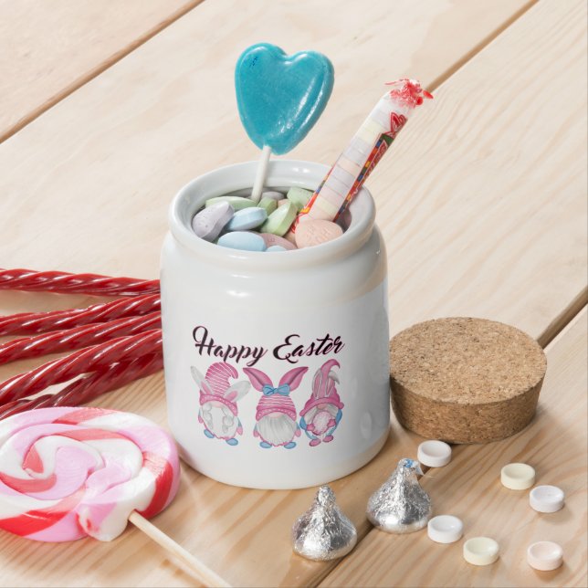 Cute Easter Gnome Design Candy Jar (In Situ)