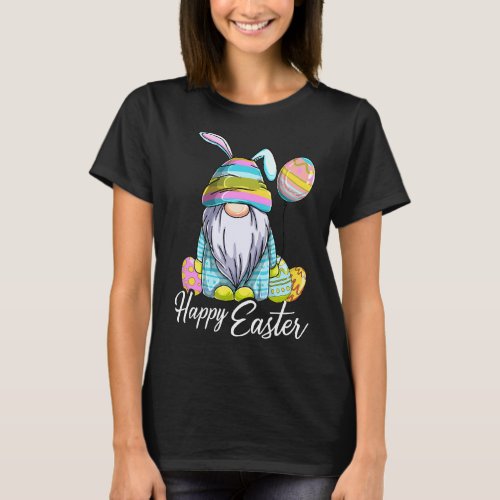 Cute Easter Gnome Eggs Hunting Basket Happy Easter T_Shirt