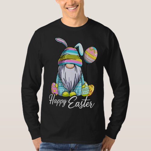 Cute Easter Gnome Eggs Hunting Basket Happy Easter T_Shirt