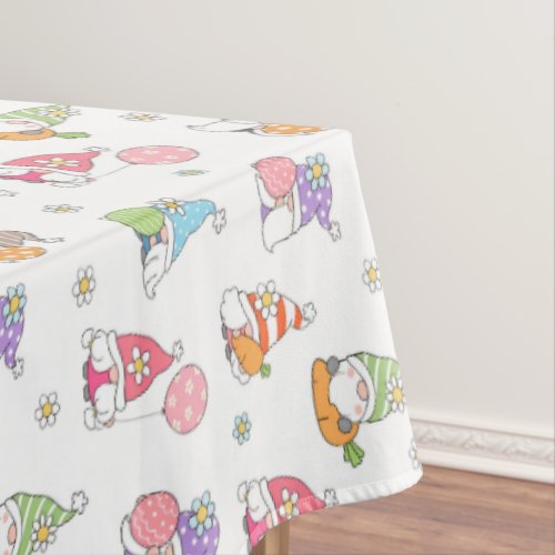 Cute Easter Gnomes Girly Spring Flowers Eggs Tablecloth