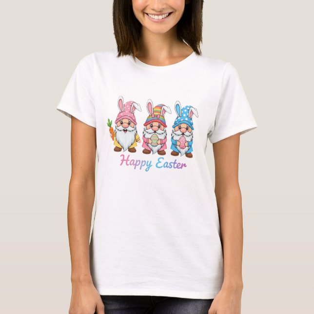 Cute Easter Gnomes Happy Easter T-Shirt (Front)