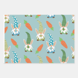 Cute Easter gnomes with bunny ears and eggs Wrapping Paper Sheets