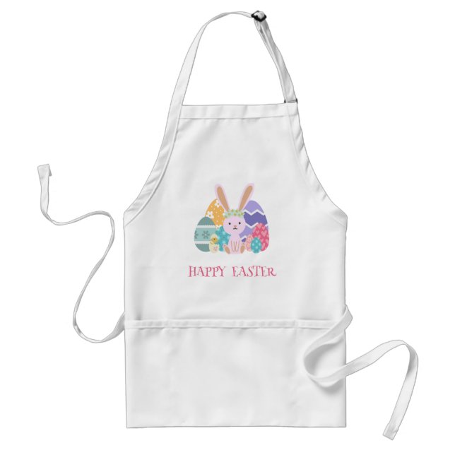 Cute Easter Group Eggs Happy Hoppy Easter day Adult Apron (Front)