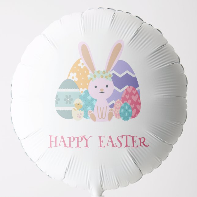 Cute Easter Group Eggs Happy Hoppy Easter day Balloon (Front)