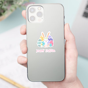 Cute Easter Group Eggs Happy Hoppy Easter day Sticker