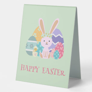 Cute Easter Group Eggs Happy Hoppy Easter day Table Tent
