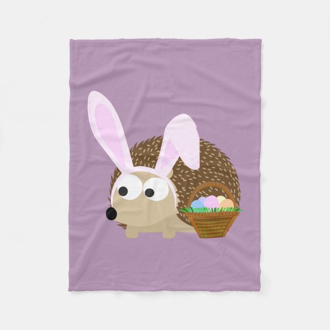 Cute Easter Hedgehog Fleece Blanket (Front)