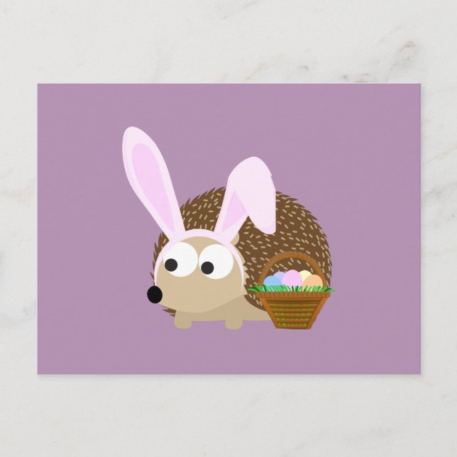 Cute Easter Hedgehog Holiday Postcard (Front)