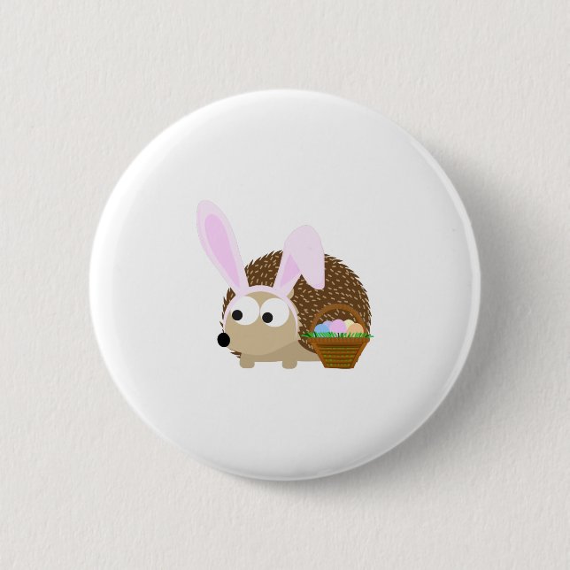 Cute Easter Hedgehog Pinback Button (Front)