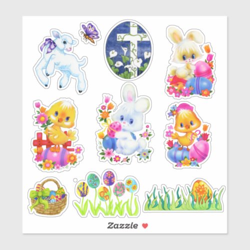 Cute Easter Holiday bunny and friends Sticker